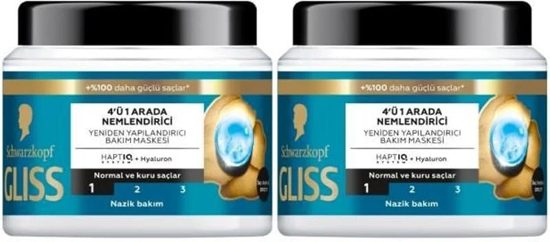 Gliss 400 Ml X2 Nemlendirici Saç Maskesi, 4 Etkili Yapılandırıcı Formül, Onarıcı Yoğun Bakım Gücü — Saç bakımı