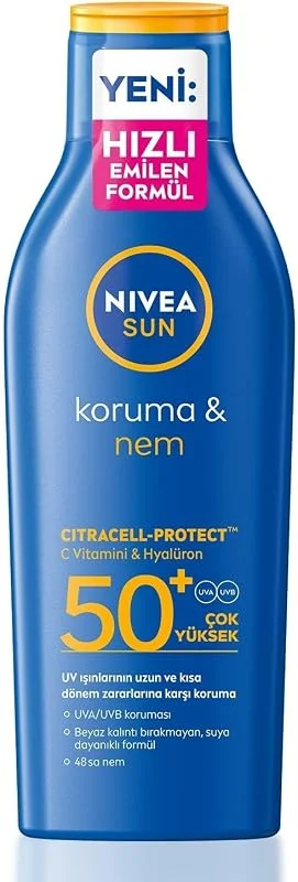 NIVEA SUN SPF50 Güneş Koruyucu Losyon 200ml, 48 Saat Nemlendirici, Suya Dayanıklı, Anında Koruma — Cilt bakımı