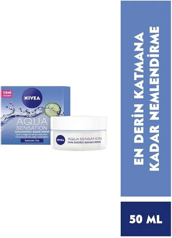 NIVEA Aqua Sensation Canlandırıcı Yüz Bakım Kremi 50ml, Nemlendirici, Salatalık Özü, Dolgun Cilt — Cilt bakımı