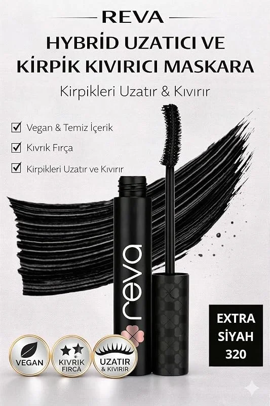 Uzatan Hibrit Maskara - Hybrid Length & Curl Mascara Extra Black - No: 320 - Vegan Temiz Içerik — Makyaj