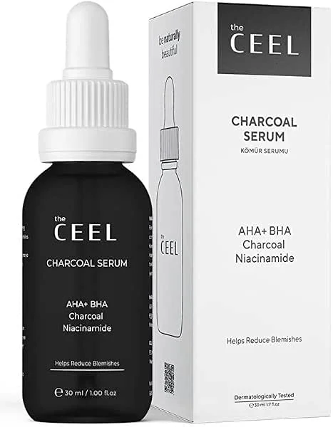 The Ceel AHA BHA Aktif Kömürlü Siyah Yüz Serumu 30 ml, Niacinamide İçeren Gözenek Sıkılaştırıcı ve Leke Karşıtı Günlük Peeling, Siyah Nokta ve Cilt Kusur Azaltıcı — Cilt bakımı