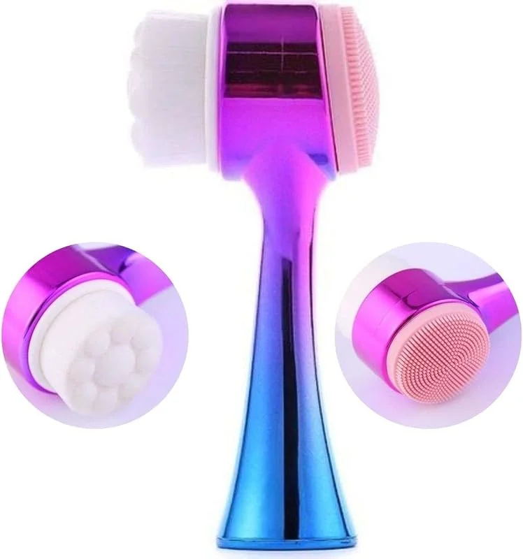 BUFFER® Çift İşlevli Renkli Cilt Yüz Temizleme Fırçası Peeling Masaj Etkili Gözenek Temizleyici Alet — Cilt bakımı