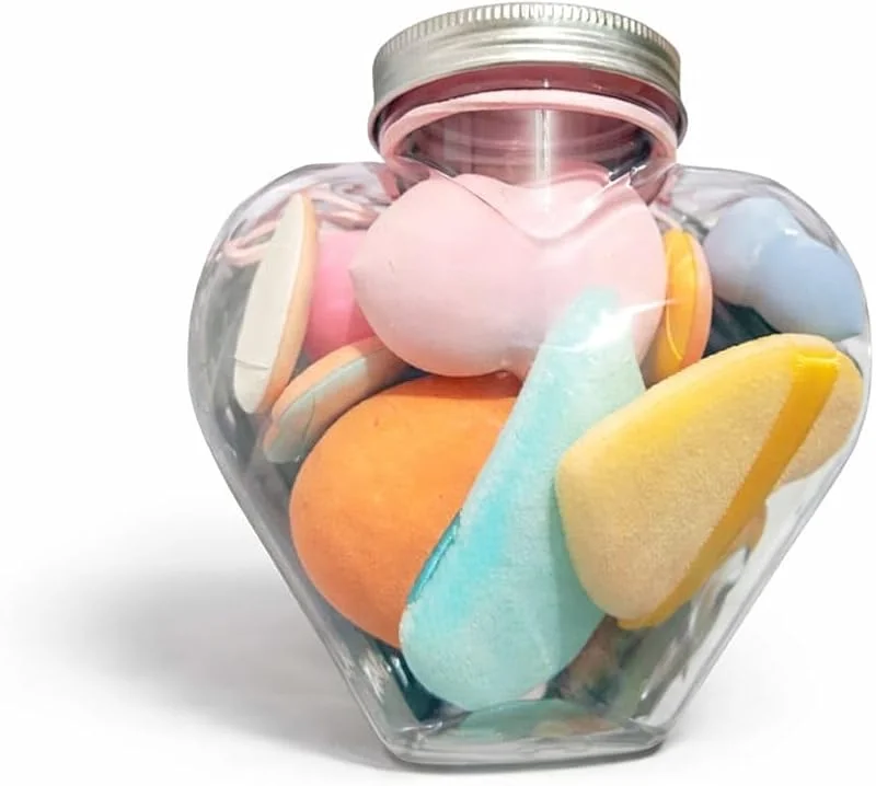 10 Adet Profesyonel Makyaj Süngeri Seti, Fondöten, Kapatıcı, Kontür ve Allık İçin Beauty Blender Süngerleri, Yumuşak, Ultra Emici, Lateks İçermeyen Kozmetik Sünger, Islak ve Kuru Kullanım (Kalp 1 Set)