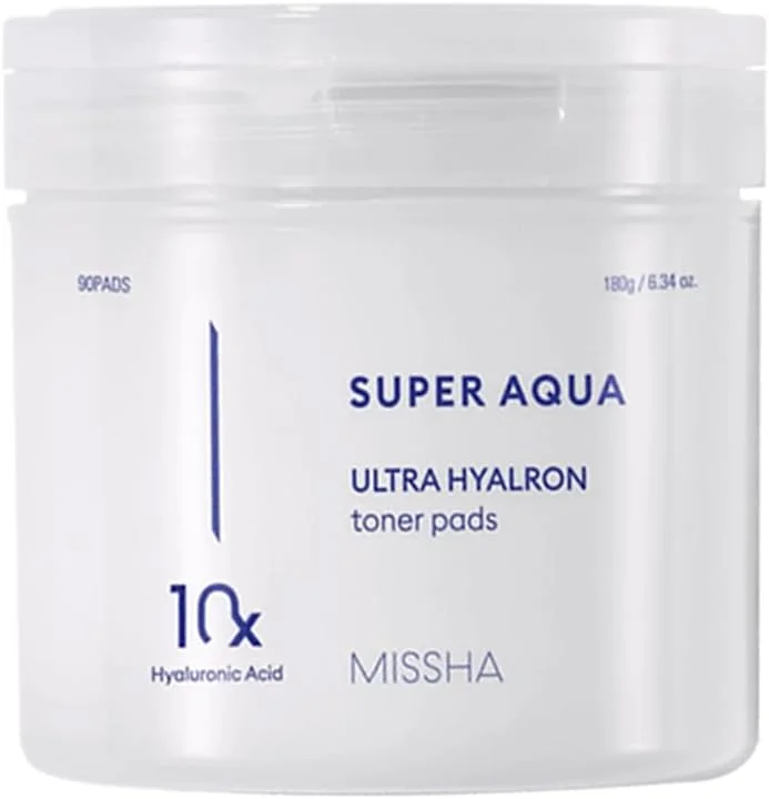 MISSHA 10 Farklı Hyaluronik Asit Kompleksi İçeren Arındırıcı Tonik Pad Super Aqua Ultra Hyalron Toner Pads — Cilt bakımı