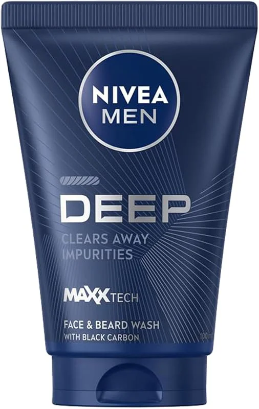 NIVEA MEN Erkek Yüz ve Sakal Temizleme Jeli Deep Dimension 100 ml, Nemlendirici, Yağ Arındırıcı, Aktif Karbon, Gün Boyu Ferahlık — Cilt bakımı