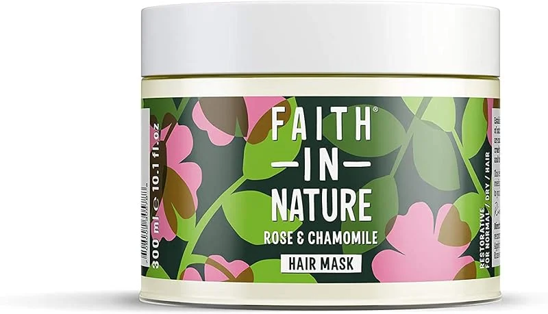 FAITH IN NATURE %99 Doğal Onarıcı Saç Bakım Maskesi Normal & Kuruya Dönük Saçlar İçin (Gül & Papatya, 300 ml) — Saç bakımı