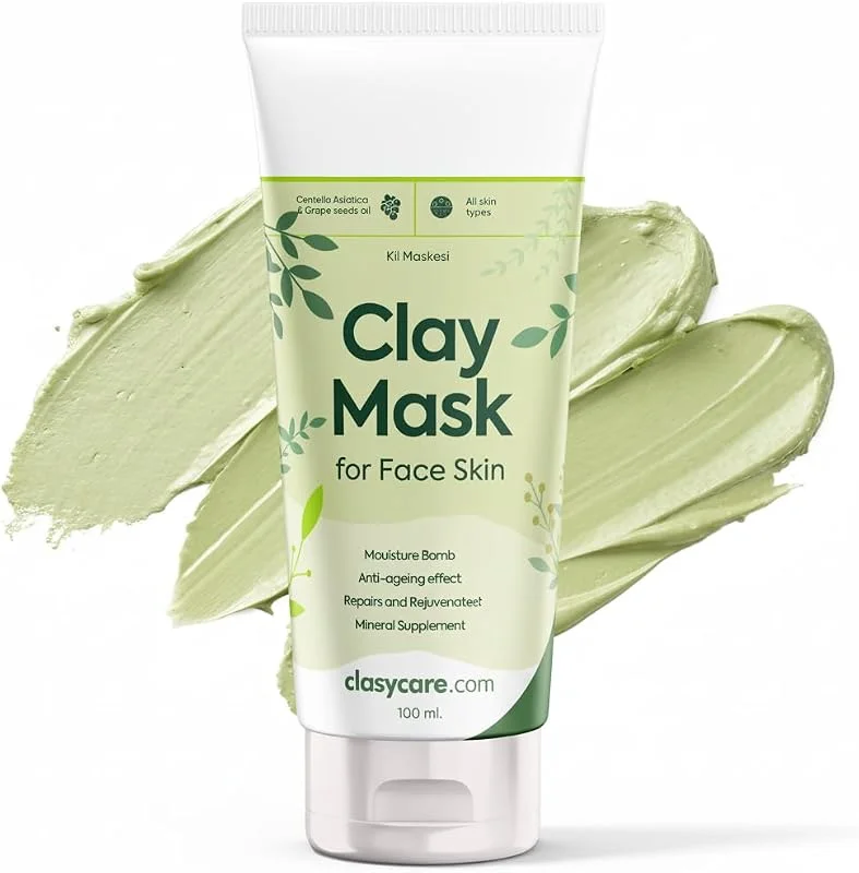 CLASYCARE Kil Maskesi – Gözenek Sıkılaştırıcı ve Derinlemesine Temizleyici Yüz Maskesi, Siyah Nokta Karşıtı, Yağ Dengeleyici, Nemlendirici & Doğal İçerikli, 100 ml — Cilt bakımı