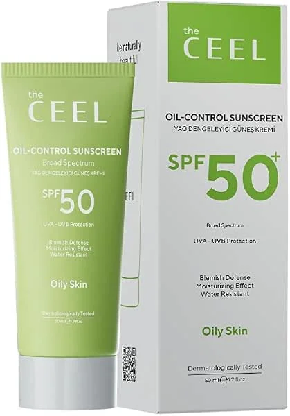 The Ceel Yağ Dengeleyici Mat Bitişli Güneş Kremi SPF 50+ 50 ml, Yağlı ve Karma Ciltler İçin Parlama Karşıtı Yüz Güneş Koruyucu, Niacinamide ve E Vitaminli Günlük Bakım — Cilt bakımı