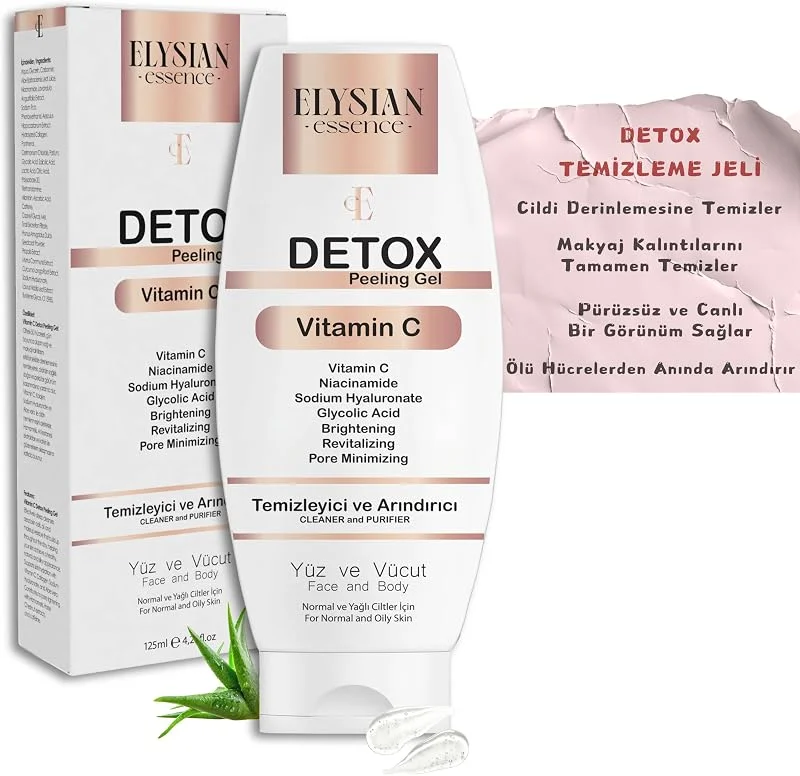 Detox Peeling Jel 125 ml, Ölü Hücre Arındırıcı Temizleme jeli, Yüz Ve Vücut Temizleyici, AHA BHA, Vitamin C, Niacinamide — Cilt bakımı
