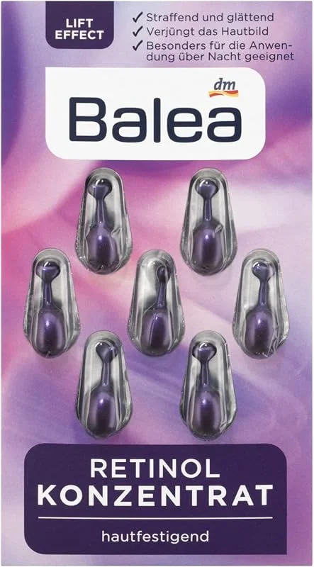 Balea Konsantre retinol 7 adet sıkılaştırma ve yumuşatma, cildi canlandırır, özellikle gece kullanımı için uygundur — Cilt bakımı