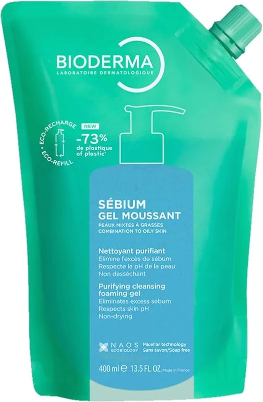 Bioderma Sebium Foaming Gel Karma Yağlı Ciltler Temizleme Jeli Yeniden Dolum Paketi 400ml — Cilt bakımı