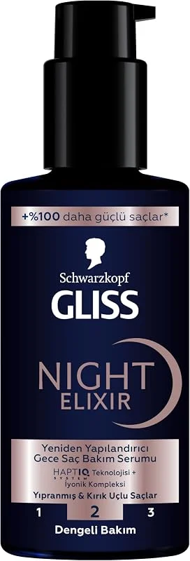 Gliss Night Elixir Yeniden Yapılandırıcı Gece Bakım Serumu, 100ml — Saç bakımı