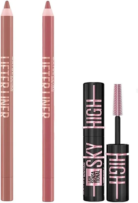 Maybelline New York Lifter Liner Dudak Kalemi 05 On It & 07 Big Lift & Mini Lash Sensational Sky High Cosmic Black Maskara Makyaj Seti