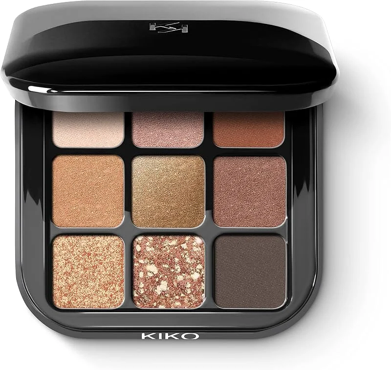 KIKO Milano Glamour Multi Finish Eyeshadow Palette 02, 9 göz farı içeren palet, farklı bitirmelerle — Makyaj