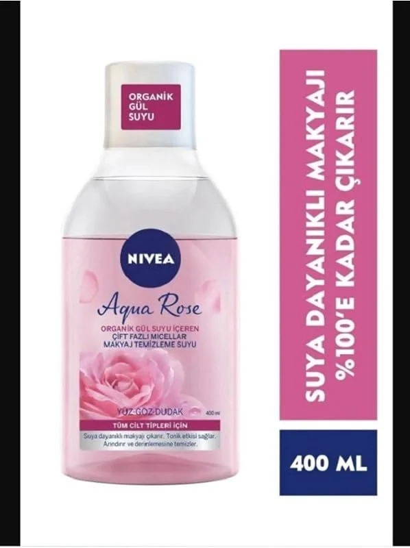 NIVEA Aqua Rose Micellar Gül Suyu Içeren Çift Fazlı Makyaj Temizleme Suyu 400Ml., Bakım190303 — Cilt bakımı