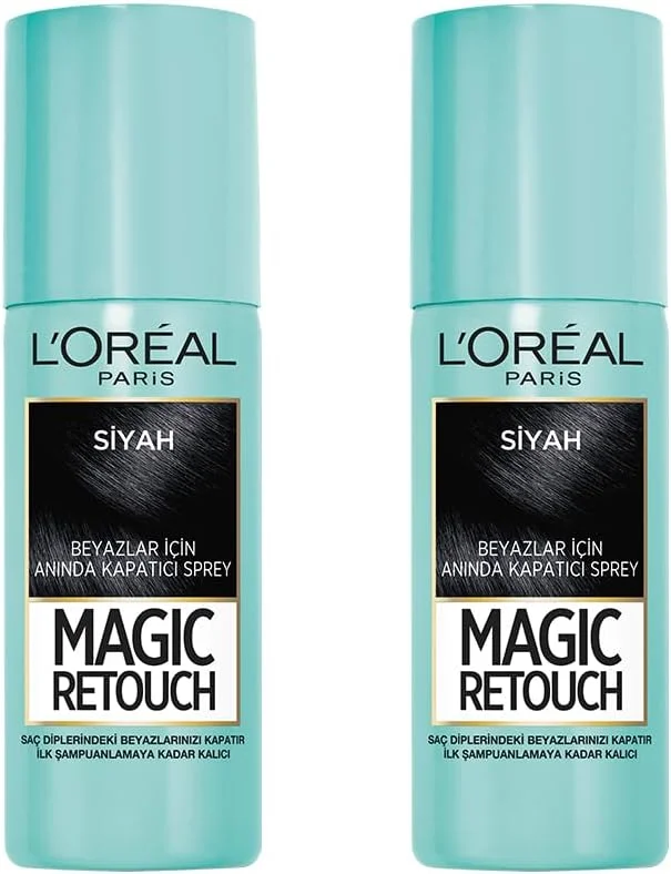 L’Oréal Paris 2'li Magic Retouch Beyaz Dipleri Kapatıcı Sprey 75 ml - Siyah — Makyaj