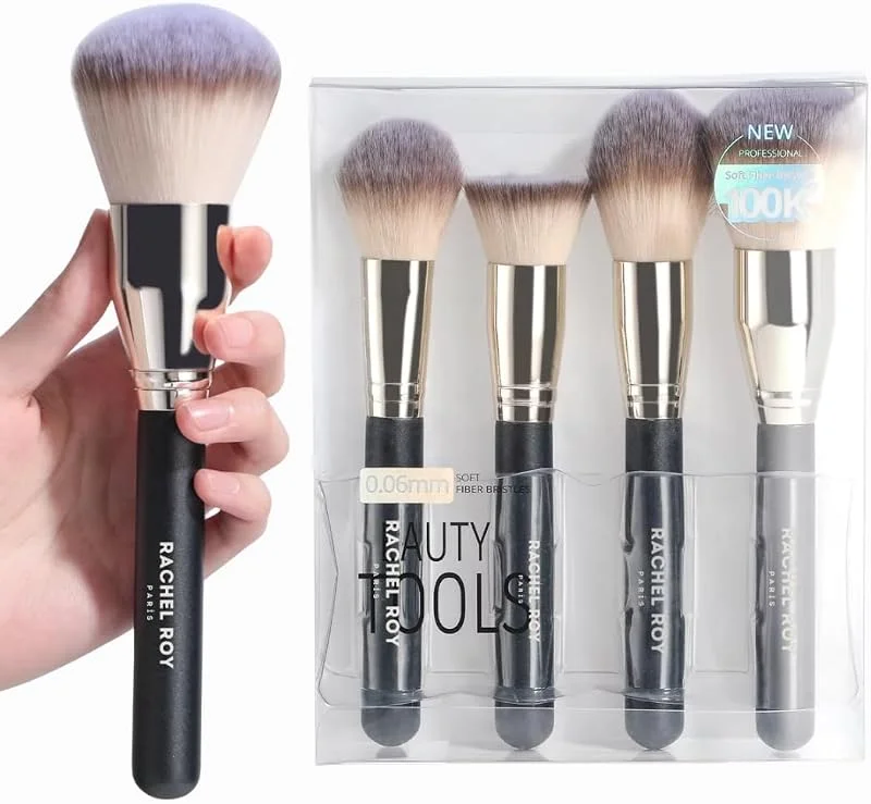 Büyük Boy 4 Lü Allık Fondöten Kontur Allık Makyaj Fırçası Seti - Makeup Brush