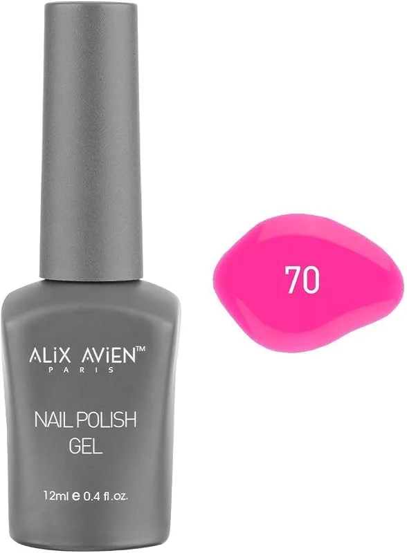 ALIX AVIEN Neon Koyu Pembe Kalıcı Oje 70-Yoğun Renk Veren Jel Oje 12 ml-Nail UV Gel Polish 70 — Makyaj