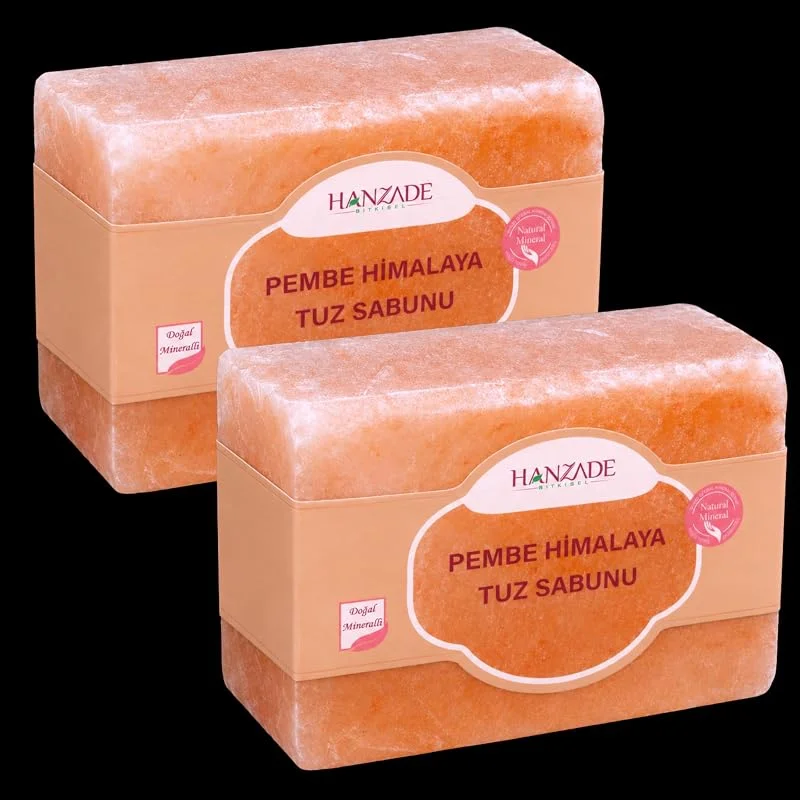 Hanzade Bitkisel Himalaya Tuz Sabunu 300-350 Gr x 2 Adet Zengin Mineralli Doğal Saf Pembe Himalaya Kaya Tuzu Sabunu Doğal Peeling — Cilt bakımı