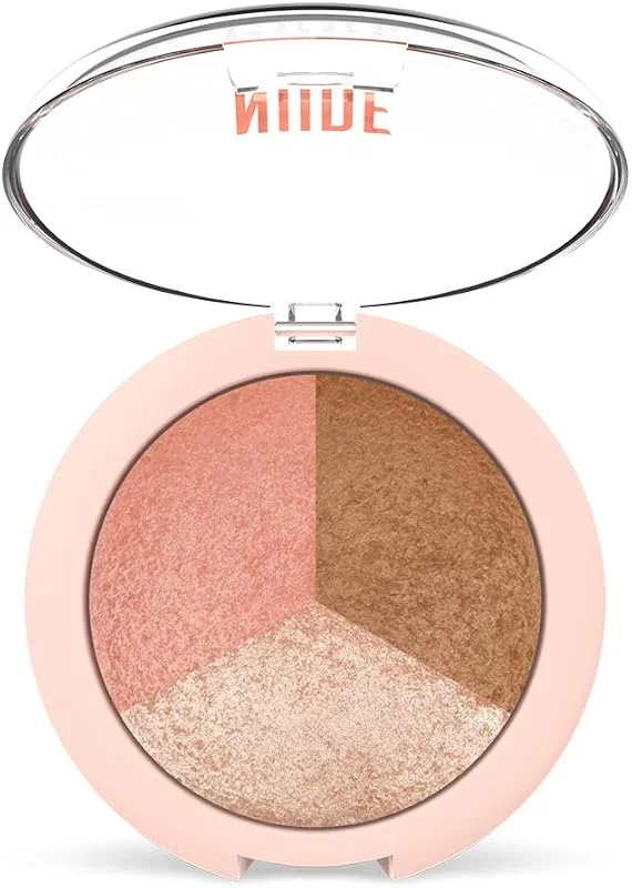Golden Rose Nude Look Baked Trio Face Powder - Fırınlanmış 3'lü Allık, Bronzer ve Aydınlatıcı Paleti — Makyaj
