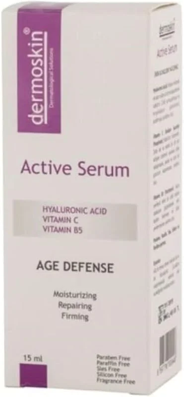 Dermoskin Active Serum, Hyaluronic Acid, Vitamin C, Vitamin B5, 15 ml, Age Defense — Cilt bakımı