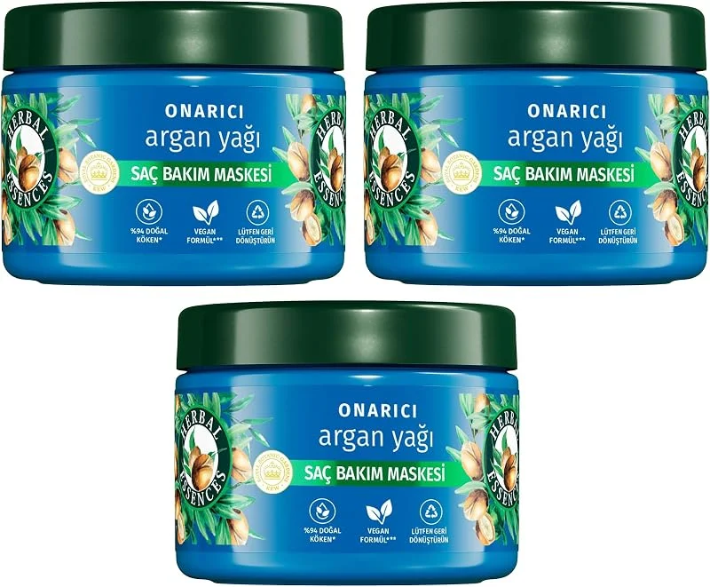 Herbal Essences Onarıcı Argan Yağı Saç Bakım Maskesi 300ml 3lü paket — Saç bakımı