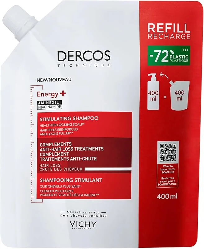 VICHY Dercos Energy+ Dökülme Karşıtı Şampuan Yeniden Dolum Paketi 400 ml — Saç bakımı