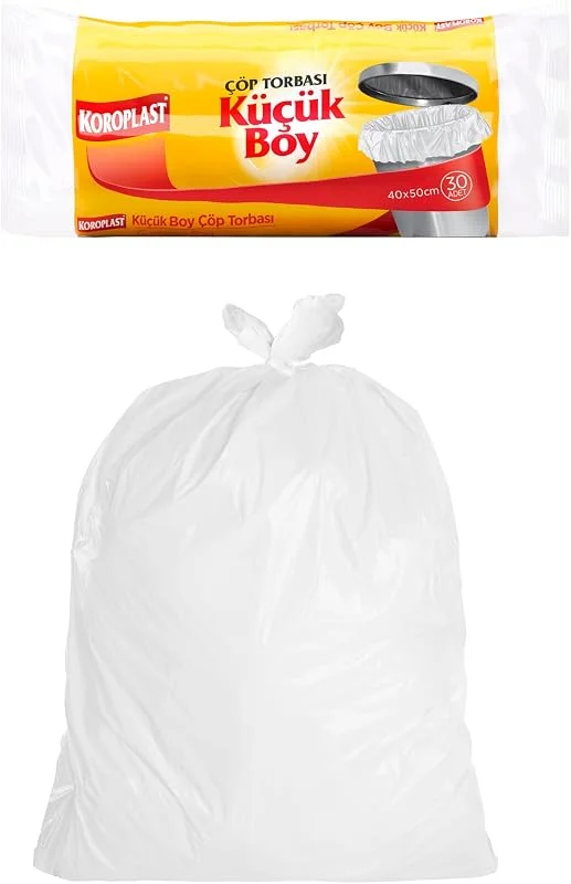 Koroplast Küçük Boy Çöp Poşeti 30'lu 40x50 cm, Sızdırmaz ve Yırtılmaz, Ekonomik Küçük Boy Çöp Torbası, Geri Dönüştürülebilir Atık Torbası, Doğa Dostu, Sürdürülebilir, Güçlü ve Dayanıklı Çöp Poşeti — Makyaj