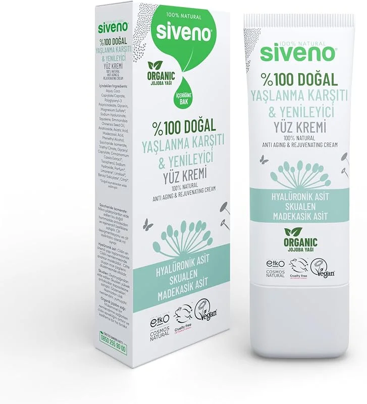 Siveno%100 Doğal Yüz Kremi Yaşlanma Karşıtı Aydınlatıcı Yenileyici Canlandırıcı 30 ml — Cilt bakımı