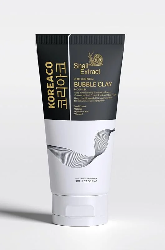 Koreaco Salyangoz Özlü Mucize Bubble Clay Yüz Maskesi, Ultra Yumuşak Nemli Parlak Köpüren Yüz Maskesi 100ml — Cilt bakımı