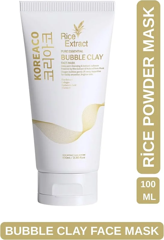 Koreaco Pirinç Özlü Mucize Bubble Clay Yüz Maskesi, Beyazlatıcı Aydınlatıcı Köpüren Yüz Maskesi, Besleyici, 100 ml — Cilt bakımı