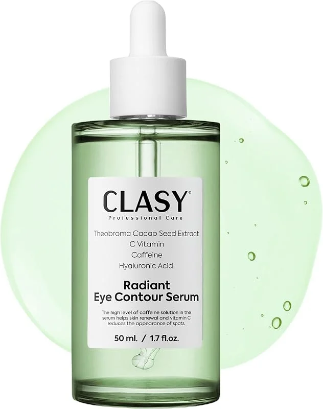 CLASYCARE Radiant Göz Çevresi Serumu – Kafein Göz Serumu – Hyaluronik Asit ve C Vitamini ile Göz Altı Morlukları, Şişlik ve İnce Çizgilere Karşı Etkili – Tüm Cilt Tipleri İçin, 50 ml — Makyaj
