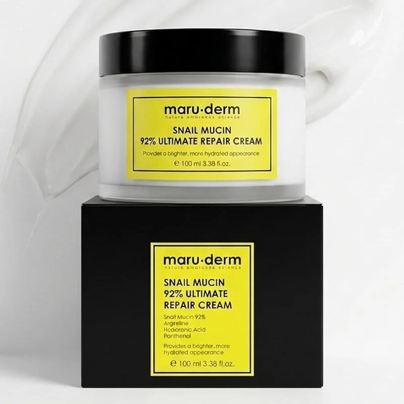 Maruderm Snail Mucin Ultimate Repair Cream –%92 Salyangoz Özlü Yoğun Nemlendirici ve Besleyici Yüz Kremi, Peptit & Hyalüronik Asit ile, 100 ML — Cilt bakımı