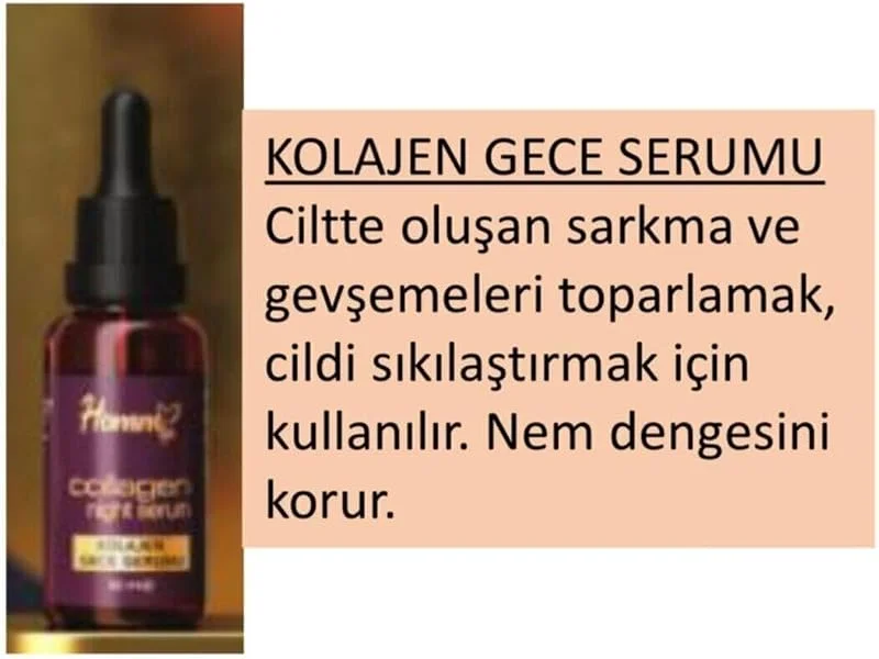 Kolajen Gece Serumu, 30 ml, Vitamin C ve Hyaluronik Asit İçeren — Cilt bakımı
