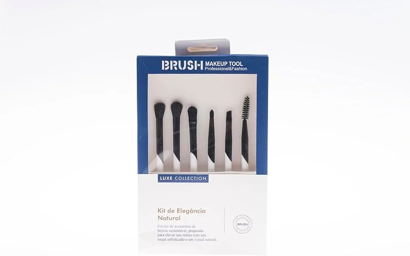 BRUSH Luxe Collection 6 Parça Profesyonel Makyaj Fırça Seti, Ultra Yumuşak Doğal Kıllı Sentetik, Allık, Far, Kapatıcı, Eyeliner ve Kaş Şekillendirici, Beyaz