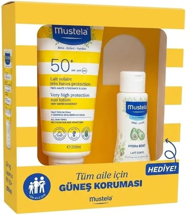mustela Güneş Losyonu SPF50 200 ml + mustela Hydra Bebe 100 ml — Cilt bakımı