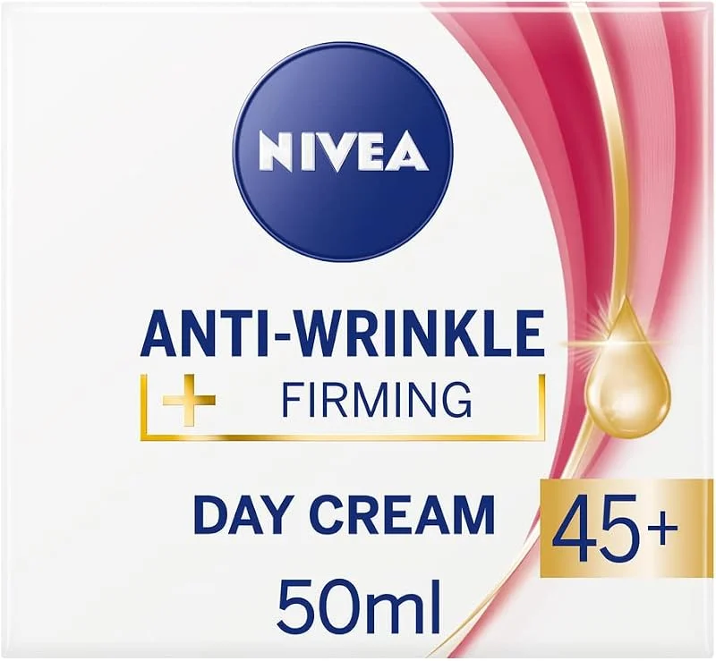 NIVEA Kırışıklık Karşıtı + Sıkılaştırıcı Krem Yaş 45+ (50 ml), Yaşa Özel Yüz Bakım Kremi, Kayısı Çekirdeği ve Shea Yağı ile Yoğun Cilt Bakım, UV Filtresi ile Güneş Koruması — Cilt bakımı