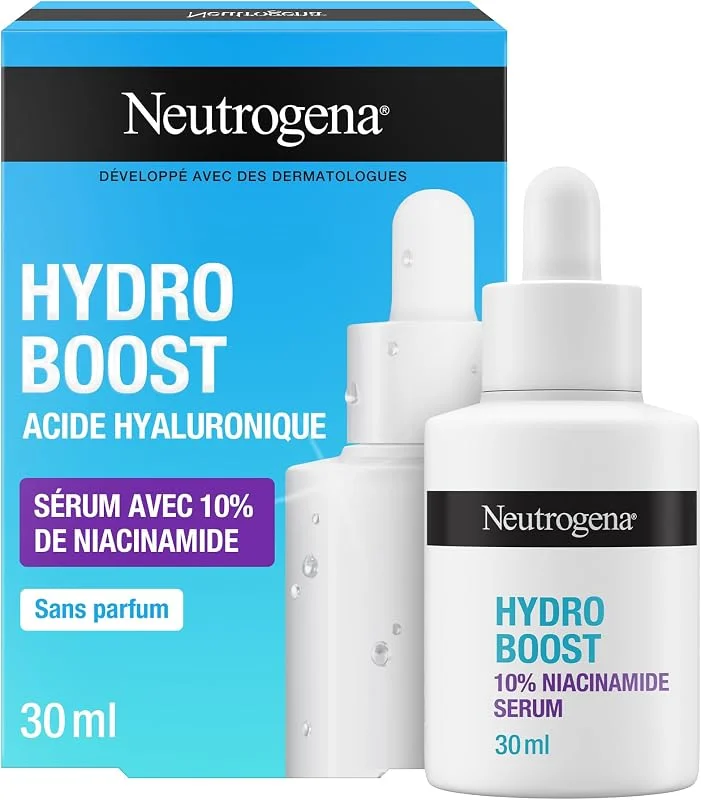 Neutrogena Hydro Boost Serum%10 Niasinamid (30 ml pipetli şişe) – Hyalüronik asit ve niasinamid içeren nemlendirici serum – Cilt tonunu eşitlemeye ve canlandırmaya yardımcı yüz bakımı — Cilt bakımı