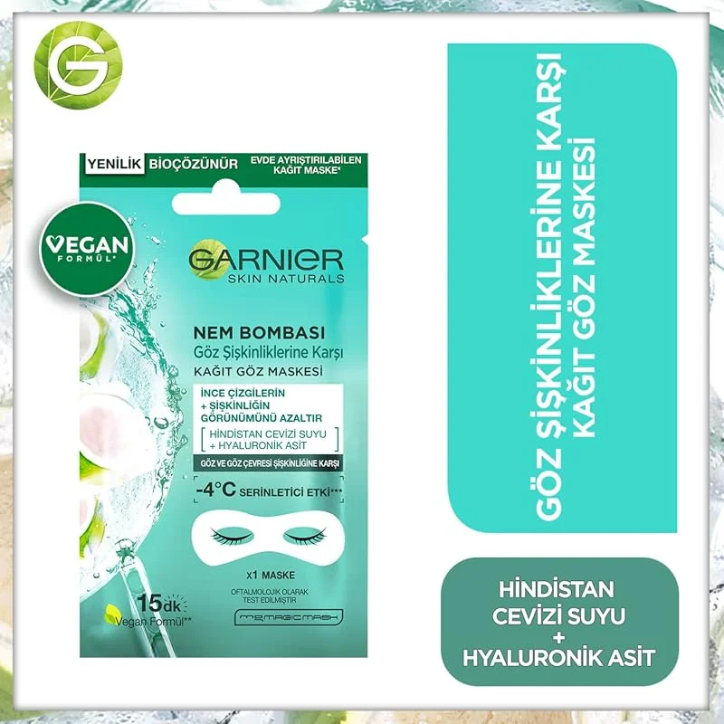 Garnier Nem Bombası Göz Şişkinliğine Karşı Kağıt Göz Maskesi — Cilt bakımı