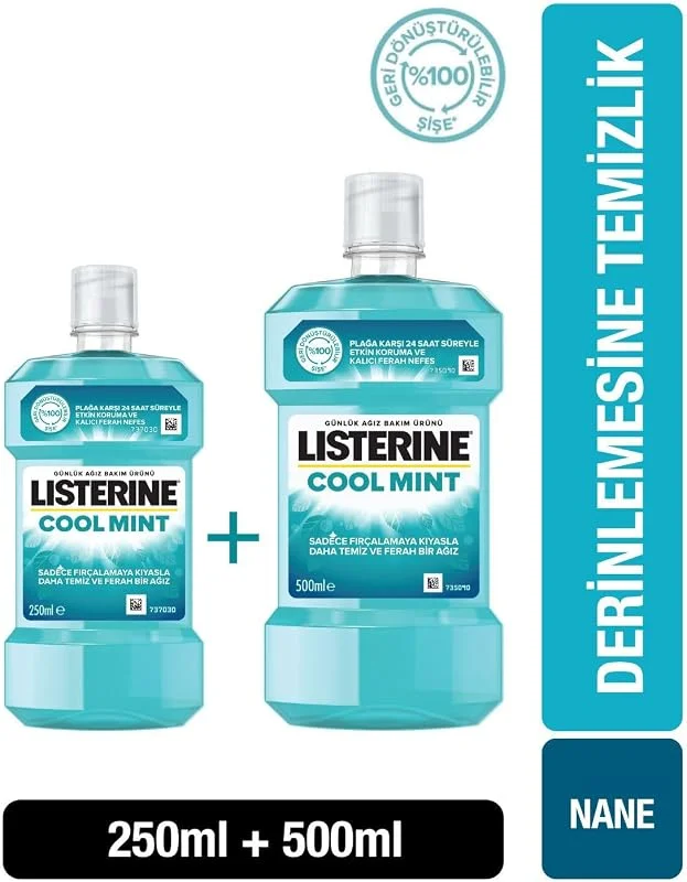 Listerine Cool Mint Ağız Bakım Suyu 500 Ml + 250 Ml — Gıda takviyesi
