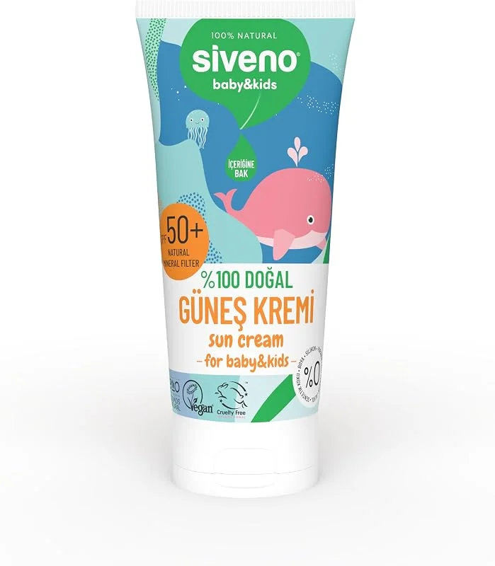 Siveno%100 Doğal Bebek Güneş Kremi Leke Karşıtı Antioksidan Nemlendirici Bitkisel Vegan UVA UVB SPF50+ 50 ml — Cilt bakımı