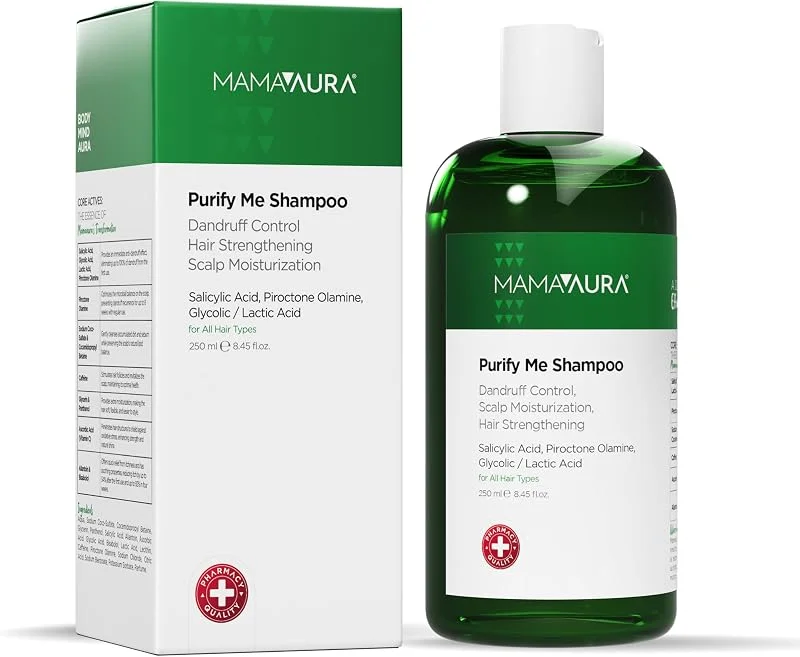 Mamaaura Purify Me Şampuan, Kepek Görünümünü Azaltmaya Yardımcı ve Kaşıntıyı Yatıştırmaya Destekleyen Arındırıcı Şampuan, 250 ml — Saç bakımı