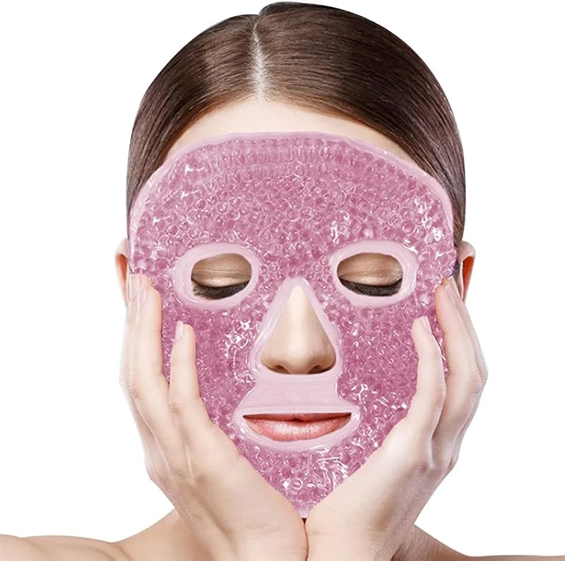 Jel Boncuklarla Sıcak ve Soğuk Yüz Maskesi, Esnek Tam Yüz Jel Buz Pedi, Migren Rahatlatma, Şişmiş Yüz, Kabarık Gözler ve Rahatlama için Yeniden Kullanılabilir Spa Sıkıştırma Yüz Paketi, Pembe — Cilt bakımı