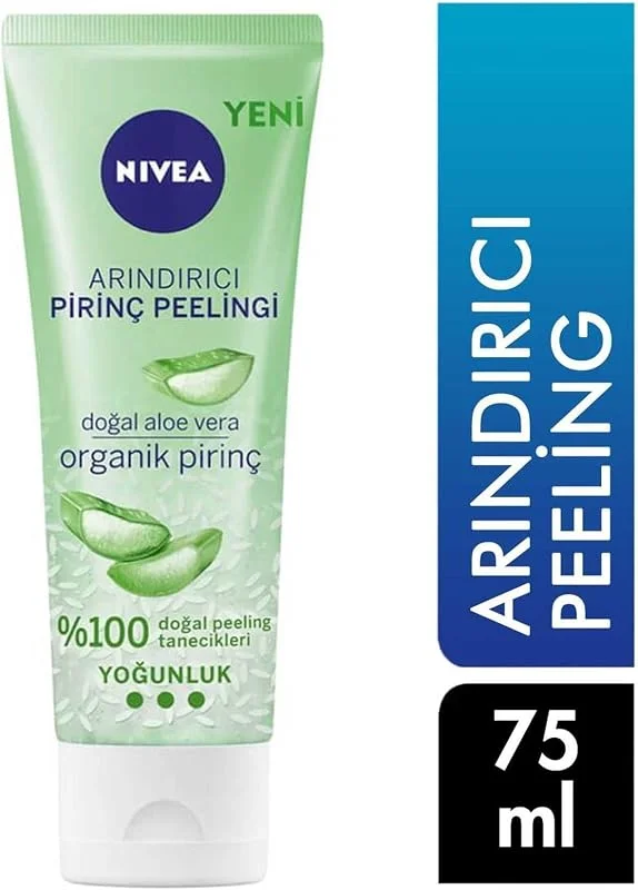 NIVEA Arındırıcı Organik Pirinç Peelingi, 75 ml, Doğal Aloe Vera — Cilt bakımı