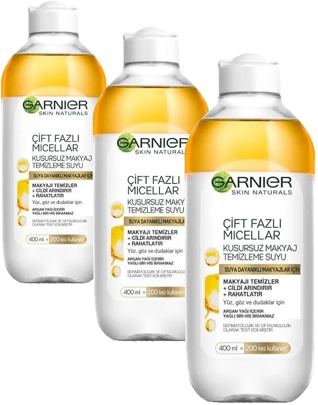 Garnier Skin Naturals Çift Fazlı Micellar Kusursuz Makyaj Temizleme Suyu (400 ml) (3 paketi) — Cilt bakımı