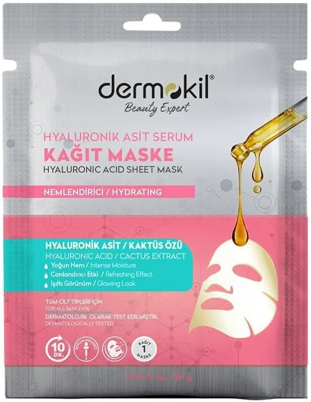 DERMOKİL Hyaluronik Asit Serum Kağıt Maske 23 gr — Cilt bakımı