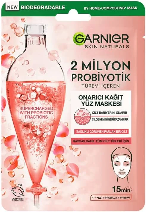 Garnier 2 Milyon Probiyotik Türevi İçeren Onarıcı Kağıt Yüz Maskesi — Cilt bakımı