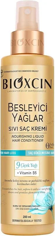 Bioxcin Besleyici Yağlar Sıvı Saç Kremi 200 ml – 9 Çiçek Yağı, Vitamin B5 ve BioComplex B11 ile Kuru ve Yıpranmış Saçlar İçin Yoğun Bakım — Saç bakımı