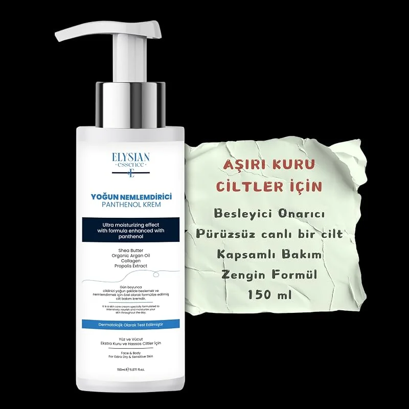 Yoğun Nemlendirici Panthenol Yüz ve Vücut Kremi 150 ML, Kuru ve Hassas Ciltlere 24 Saat Bakım - Organik Argan Yağı, Shea Butter Yağı, Propolis ve Collagen İçerikli — Cilt bakımı