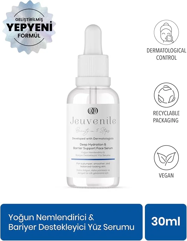Jeuvenile Hyaluronic Acid Yüzde İki ve Provitamin B5 Yüzde 3 ve Vitamin B3 Yüzde Üç Yoğun Nemlendirici Serum 30ml — Cilt bakımı